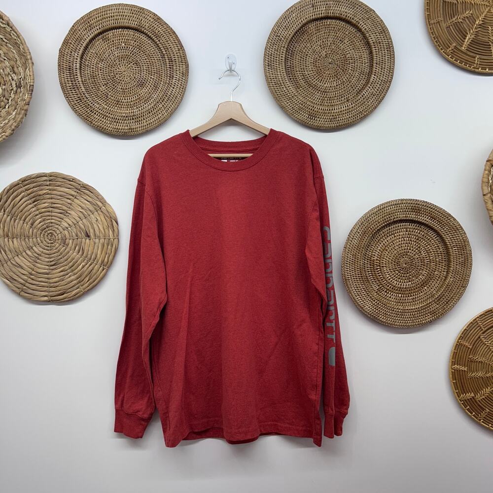 Carhartt Loose Fit Long Sleeve Tee T-Shirt Mens Medium Red Gray